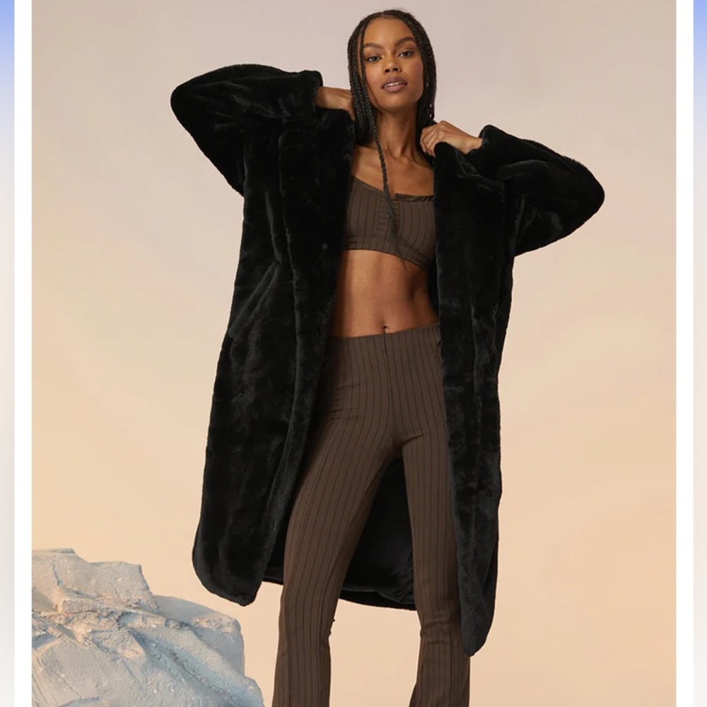 Alo oversized faux fur trench coat.